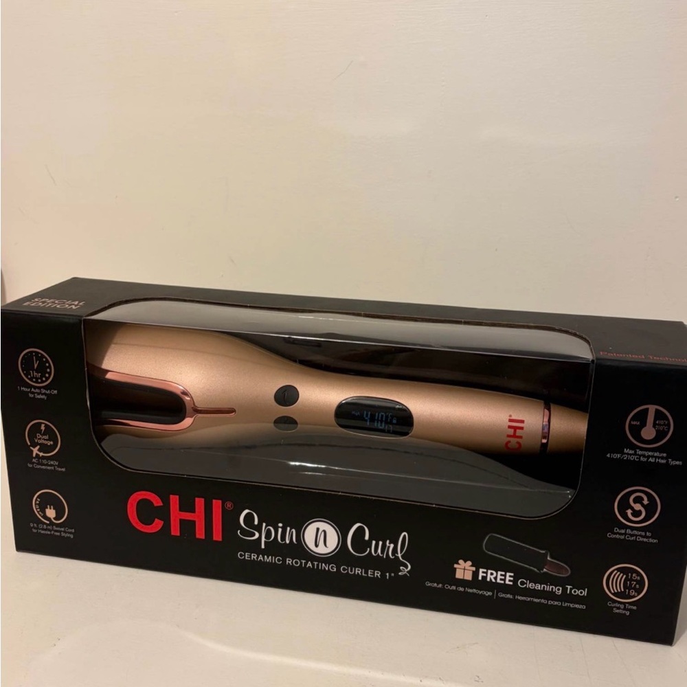 CHI Spin N Curl Ceramic Rotating Curler - Rose Gold